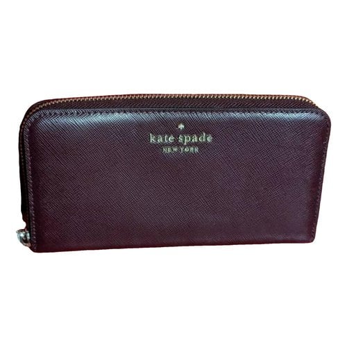 Pre-owned Kate Spade Saturday Leather Wallet In Burgundy
