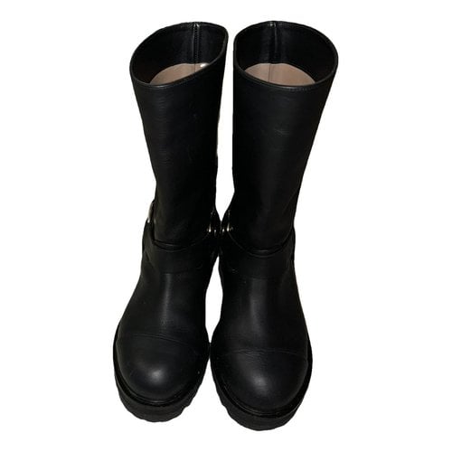 Pre-owned Marni Leather Biker Boots In Black