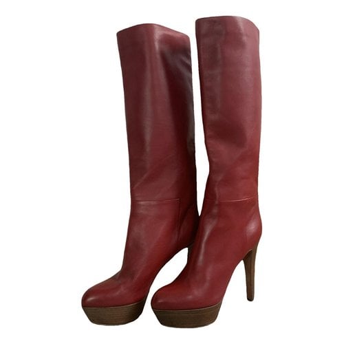 Pre-owned Sergio Rossi Leather Boots In Red