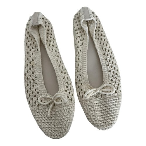 Pre-owned Polo Ralph Lauren Cloth Ballet Flats In White
