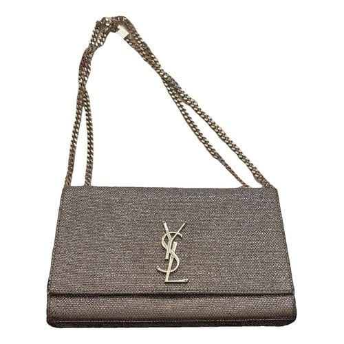 Pre-owned Saint Laurent Kate Monogramme Glitter Crossbody Bag In Silver