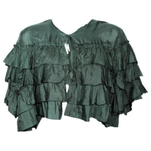 Pre-owned Lee Mathews Silk Blouse In Green