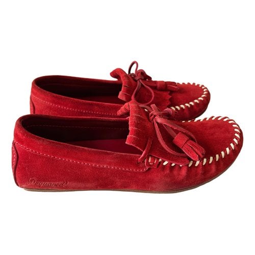 Pre-owned Dsquared2 Leather Flats In Red