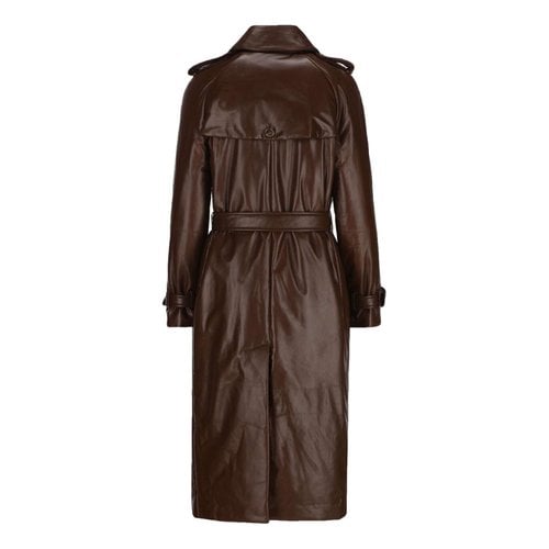 Pre-owned Burberry Waterloo Leather Trench Coat In Brown