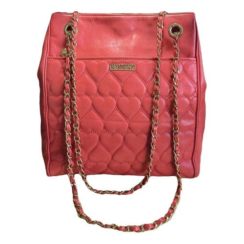 Pre-owned Moschino Leather Clutch Bag In Red