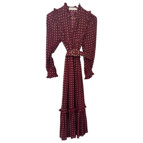 Pre-owned Zimmermann Silk Mid-length Dress In Burgundy