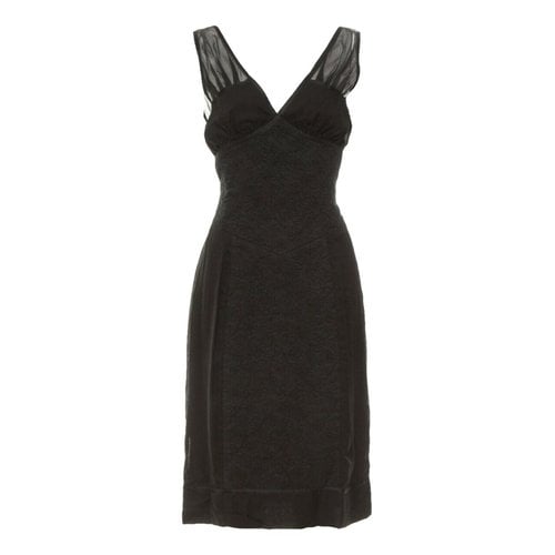 Pre-owned J Mendel Silk Mid-length Dress In Black