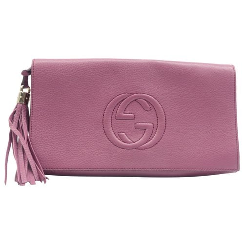 Pre-owned Gucci Soho Leather Clutch Bag In Purple