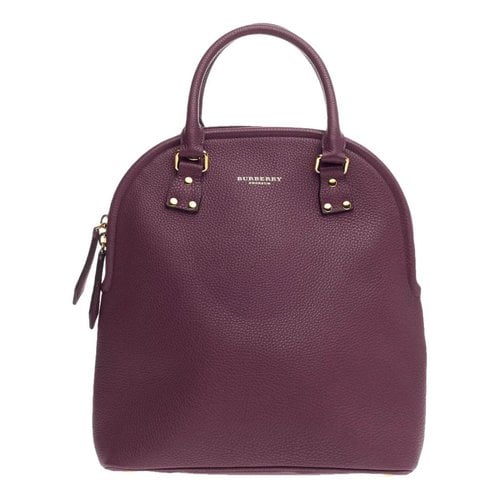 Pre-owned Burberry Leather Tote In Purple