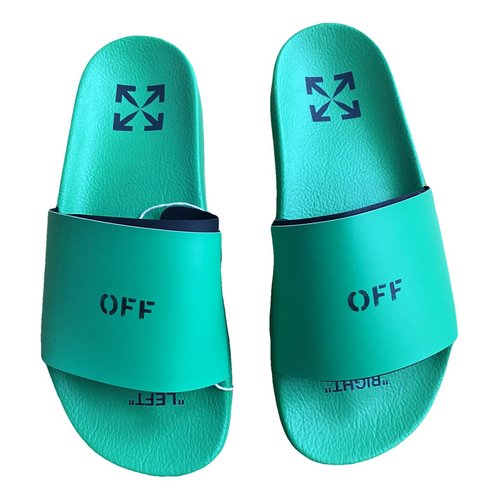 Pre-owned Off-white Mules In Green