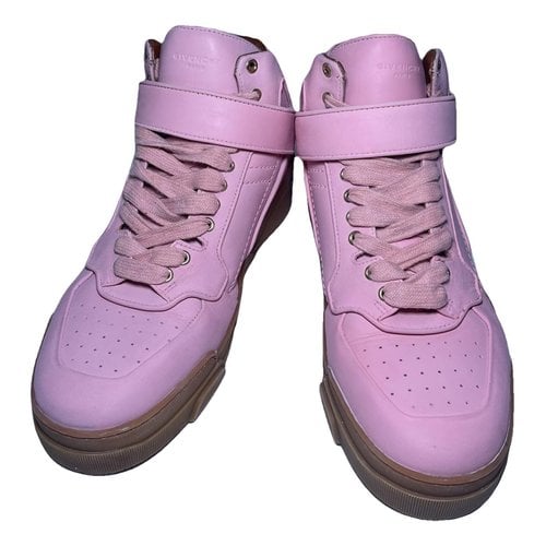 Pre-owned Givenchy Tyson Leather High Trainers In Pink