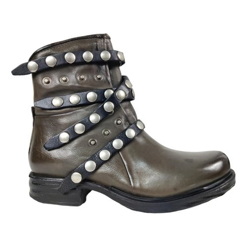 Pre-owned As98 Leather Biker Boots In Other