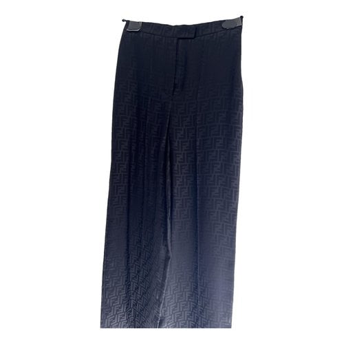 Pre-owned Fendi Silk Large Pants In Black