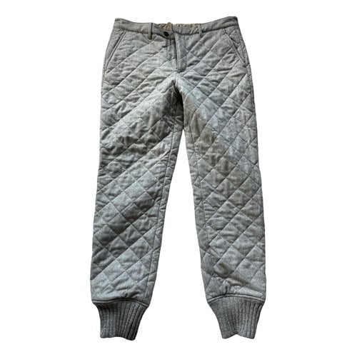 Pre-owned Moncler Wool Trousers In Grey