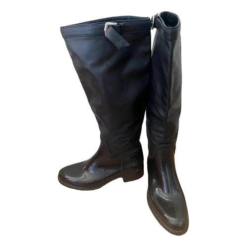 Pre-owned Alberto Guardiani Leather Boots In Black