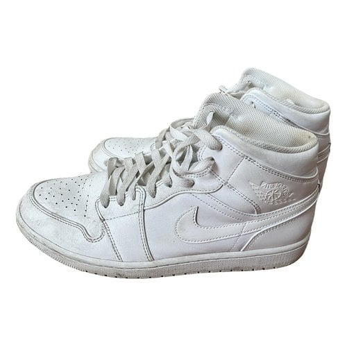 Pre-owned Jordan Leather High Trainers In White