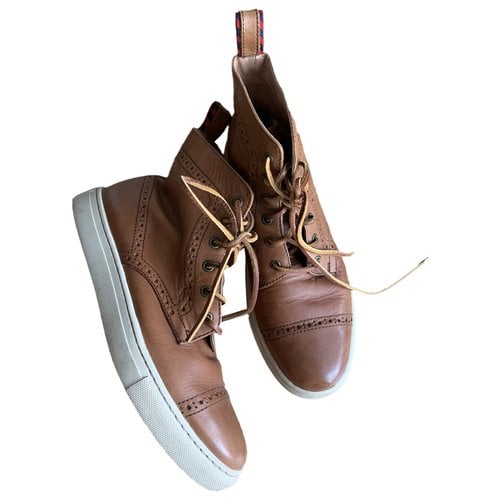 Pre-owned Ralph Lauren Leather Trainers In Camel