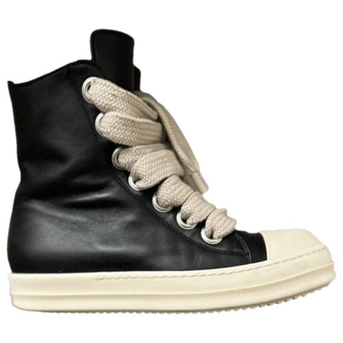 Pre-owned Rick Owens Leather High Trainers In Black