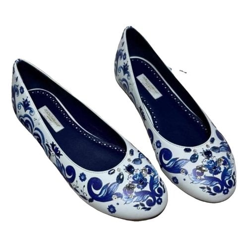 Pre-owned Dolce & Gabbana Leather Ballet Flats In Blue