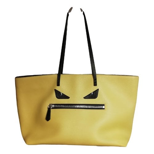 Pre-owned Fendi Roll Bag Leather Tote In Yellow