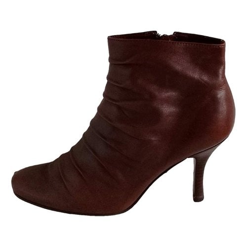 Pre-owned Buffalo Leather Ankle Boots In Brown