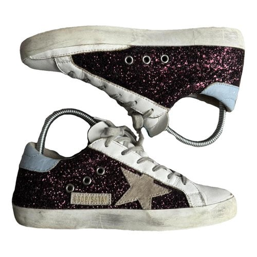 Pre-owned Golden Goose Superstar Leather Trainers In Purple