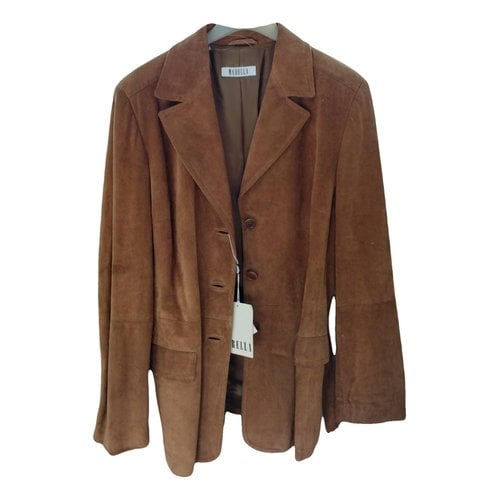 Pre-owned Marella Leather Blazer In Camel
