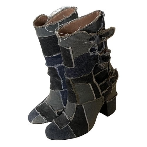 Pre-owned Laurence Dacade Cloth Buckled Boots In Blue