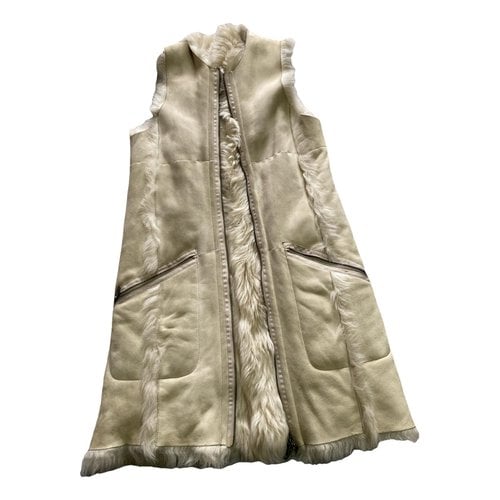 Pre-owned Mcq By Alexander Mcqueen Shearling Cardi Coat In White