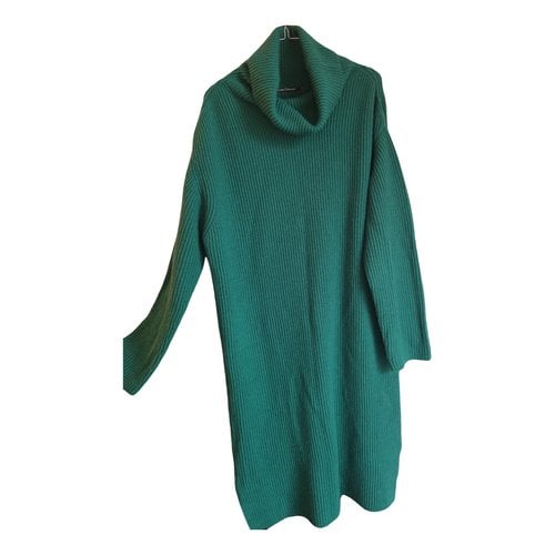 Pre-owned Luisa Cerano Wool Mid-length Dress In Green