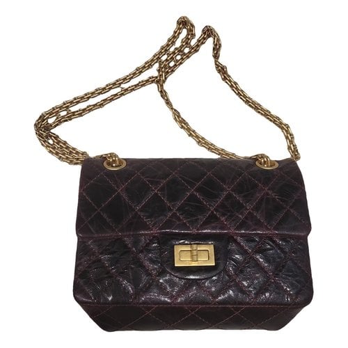 Pre-owned Chanel 2.55 Leather Crossbody Bag In Burgundy
