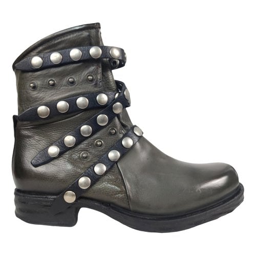 Pre-owned As98 Leather Biker Boots In Other