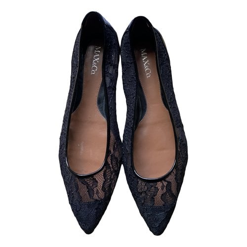 Pre-owned Max & Co Cloth Flats In Black