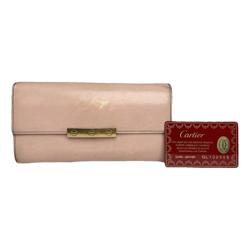 Pre-owned Cartier Patent Leather Wallet In Pink