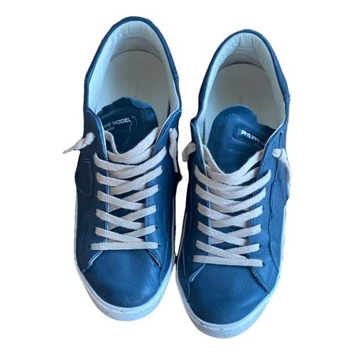 Pre-owned Philippe Model Leather Low Trainers In Blue