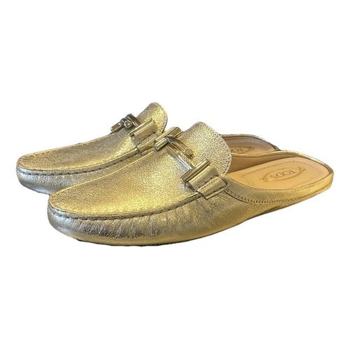 Pre-owned Tod's Leather Mules & Clogs In Gold