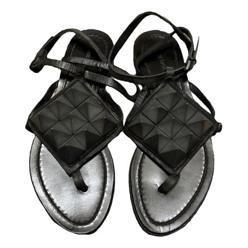 Pre-owned Gianni Barbato Leather Sandal In Black