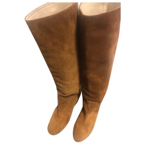 Pre-owned Paule Ka Leather Boots In Camel