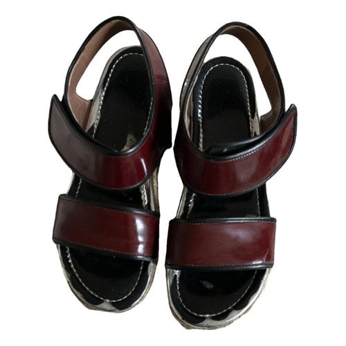 Pre-owned Marni Patent Leather Sandals In Burgundy