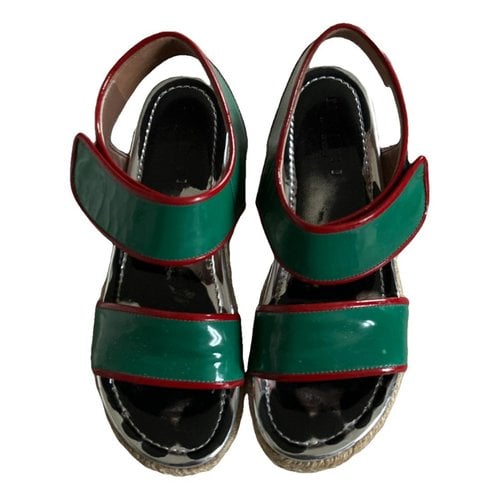 Pre-owned Marni Patent Leather Sandals In Green