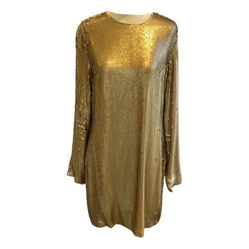 Pre-owned Diane Von Furstenberg Silk Mini Dress In Gold