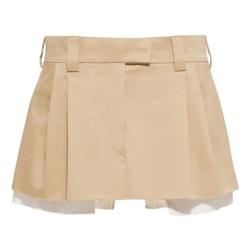 Pre-owned Miu Miu Mini Skirt In Beige