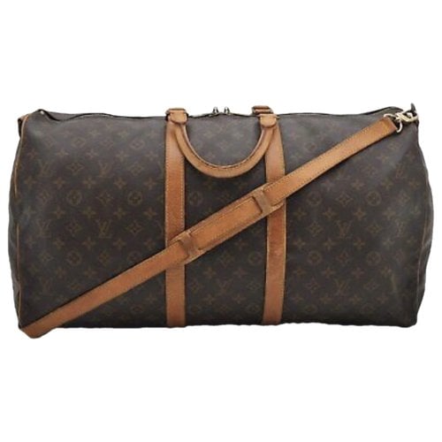 Pre-owned Louis Vuitton Keepall Leather Travel Bag In Brown