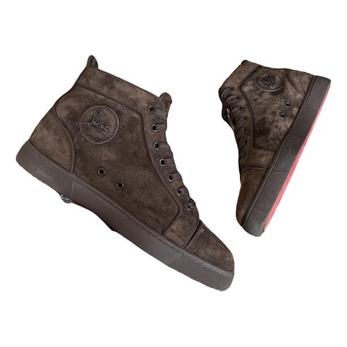 Pre-owned Christian Louboutin Louis High Trainers In Brown