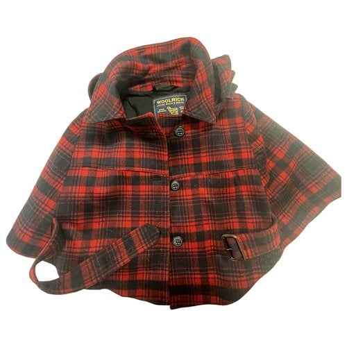 Pre-owned Woolrich Wool Poncho In Red