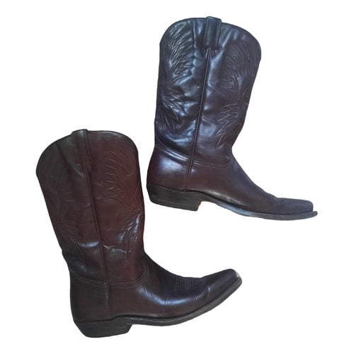Pre-owned Buffalo Leather Western Boots In Brown