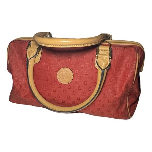 Pre-owned Fendi Forever Bauletto Cloth Tote In Red