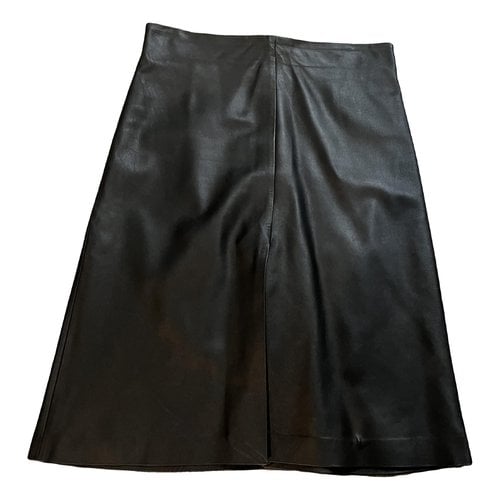 Pre-owned Gerard Darel Leather Mid-length Skirt In Black