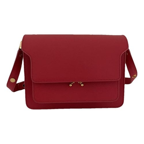 Pre-owned Marni Trunk Leather Crossbody Bag In Red