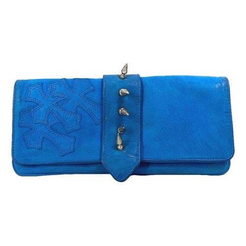 Pre-owned Chrome Hearts Leather Clutch Bag In Blue